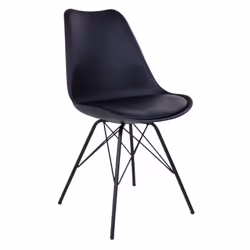 HAGA - Lot de 6 Chaises Noires avec Piétement Métallique
