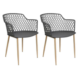 Tressie - Lot de 2 Fauteuils Gris avec Pieds Métalliques