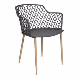 Tressie - Lot de 2 Fauteuils Gris avec Pieds Métalliques