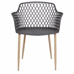 Tressie - Lot de 2 Fauteuils Gris avec Pieds Métalliques