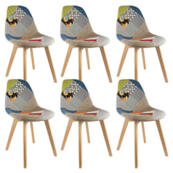 PATCHWORK - Lot de 6 Chaises Scandinaves Multicolore