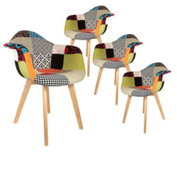 Altobuy - patchwork - Lot de 4 Fauteuils Scandinaves Multicolore - Multicolore
