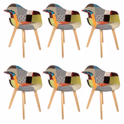 PATCHWORK - Lot de 6 Fauteuils Scandinaves Multicolore