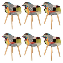 PATCHWORK - Lot de 6 Fauteuils Scandinaves Multicolore