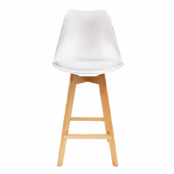 Parsa - Lot de 4 Chaises Hautes Blanches et Pieds Bois - Blanc