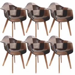 MELO - Lot de 6 Fauteuils Scandinaves Aspect Vieux Cuir