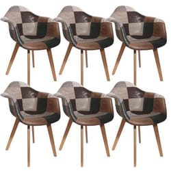 MELO - Lot de 6 Fauteuils Scandinaves Aspect Vieux Cuir