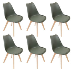 Medaline - Lot de 6 Chaises Scandinaves Kaki - Vert