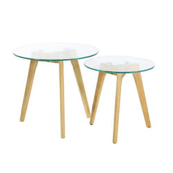 Glass - Lot de 2 Tables Gigognes Rondes Verre Trempé