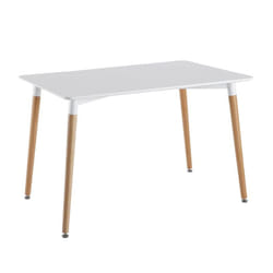 Zuri - Table Rectangulaire Blanche et Pieds effet Bois - Blanc