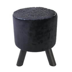 Altobuy - flake - Tabouret Noir Rond avec Sequins Bleus et Argentés - Noir