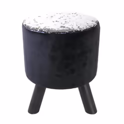 Altobuy - flake - Tabouret Noir Rond avec Sequins Bleus et Argentés - Noir