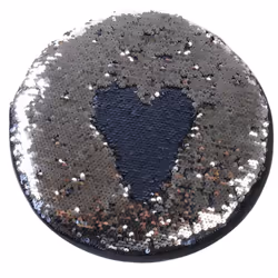Altobuy - flake - Tabouret Noir Rond avec Sequins Bleus et Argentés - Noir