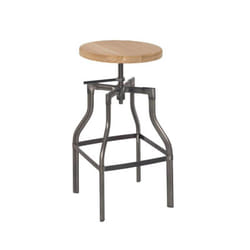 Silpa - Tabouret de Bar Pieds Métal et Assise Bois - Naturel