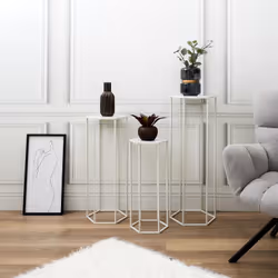 Razza - Lot de 3 Sellettes Gigognes Métal Blanc - Blanc
