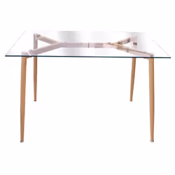 Verana - Table Repas Rectangulaire Plateau en Verre - Transparent