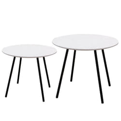 Altobuy - gracy - Lot de 2 Tables Gigognes Plateaux Effet Granit Blanc - Blanc