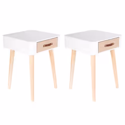 Altobuy 3663738018258, Table de chevet, Blanc, 1 tiroir(s), Bois, 350 mm, 350 mm