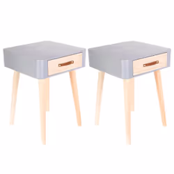 Altobuy 3663738018265, Table de chevet, Gris, 1 tiroir(s), Bois, 350 mm, 350 mm