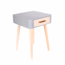 Carel - Lot de 2 Chevets Carrés 1 Tiroir Gris et Bois
