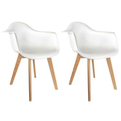 Travis - Lot de 2 Fauteuils Assises Blanches - Blanc