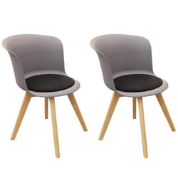 Enael - Lot de 2 Chaises Grises avec Assise Noire - Gris