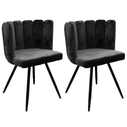 Charlotte - Lot de 2 Chaises Velours Noir - Noir