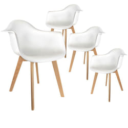 Altobuy - travis - Lot de 4 Fauteuils Assises Blanches