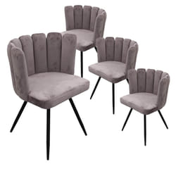 Charlotte - Lot de 4 Chaises Velours Gris - Gris