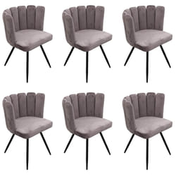 Charlotte - Lot de 6 Chaises Velours Gris - Gris