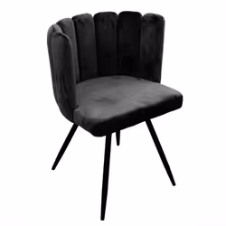 CHARLOTTE - Lot de 4 Chaises Velours Noir