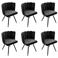 Charlotte - Lot de 6 Chaises Velours Noir - Noir