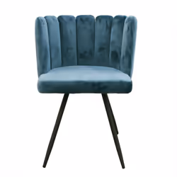 Charlotte - Lot de 4 Chaises Velours Bleu - Bleu