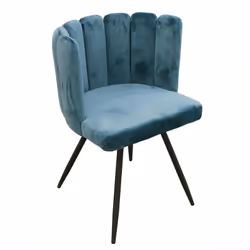 Charlotte - Lot de 6 Chaises Velours Bleu - Bleu