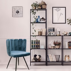 Charlotte - Lot de 6 Chaises Velours Bleu - Bleu - Vue supplémentaire 4