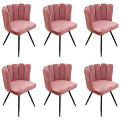 Charlotte - Lot de 6 Chaises Velours Rose - Rose