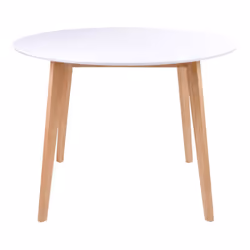 Gram - Table Repas Ronde 105cm Naturelle et Blanche - Blanc