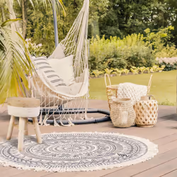 ESTANY - Lot de 2 Tabourets Tressés Naturel et Beige