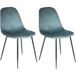 ALESSIA - Lot de 2 Chaises Velours Côtelé Bleu Canard