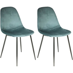 ALESSIA - Lot de 2 Chaises Velours Côtelé Bleu Canard