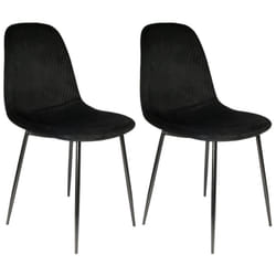 Alessia - Lot de 2 Chaises Velours Côtelé Noires - Noir