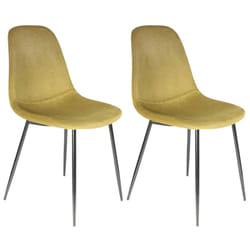 Alessia - Lot de 2 Chaises Velours Côtelé Jaune Moutarde - Jaune