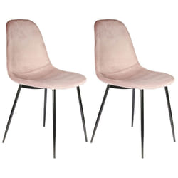 Alessia - Lot de 2 Chaises Velours Côtelé Roses - Rose