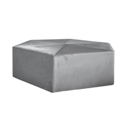 Alessia - Pouf Hexagonal 75cm Velours Côtelé Gris Foncé - Gris