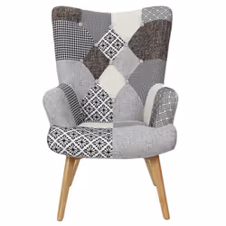 Altobuy - giada - Fauteuil Patchwork Motifs Grisés - Gris