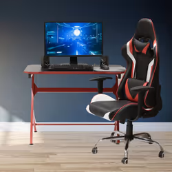 GAMING - Bureau Métallique Noir et Rouge