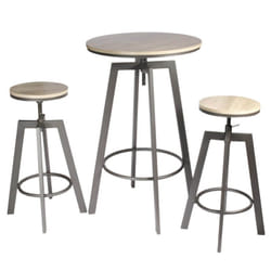 Stark - Ensemble Table Mange-Debout et 2 Tabourets Réglables - Marron clair