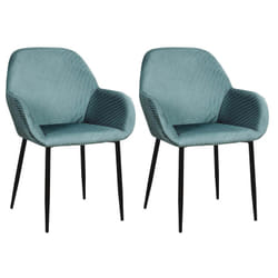 Alessia - Lot de 2 Fauteuils Velours Côtelé Bleu Canard - Bleu