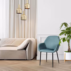 Alessia - Lot de 2 Fauteuils Velours Côtelé Bleu Canard - Bleu