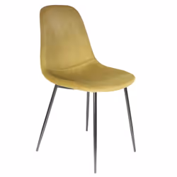 ALESSIA - Lot de 6 Chaises Velours Côtelé Jaune Moutarde